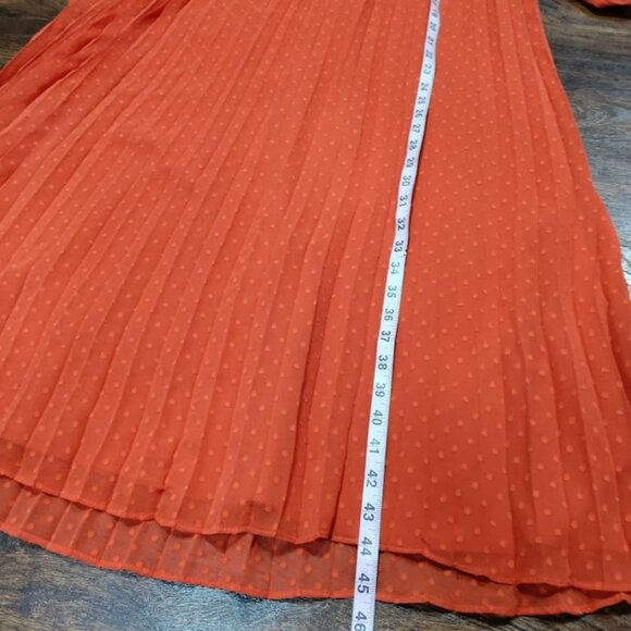 Nanette Pleta Cup Split Neck Three Quarter Sleeve Dot Print Dress Orange Size 6 - Picture 9 of 12